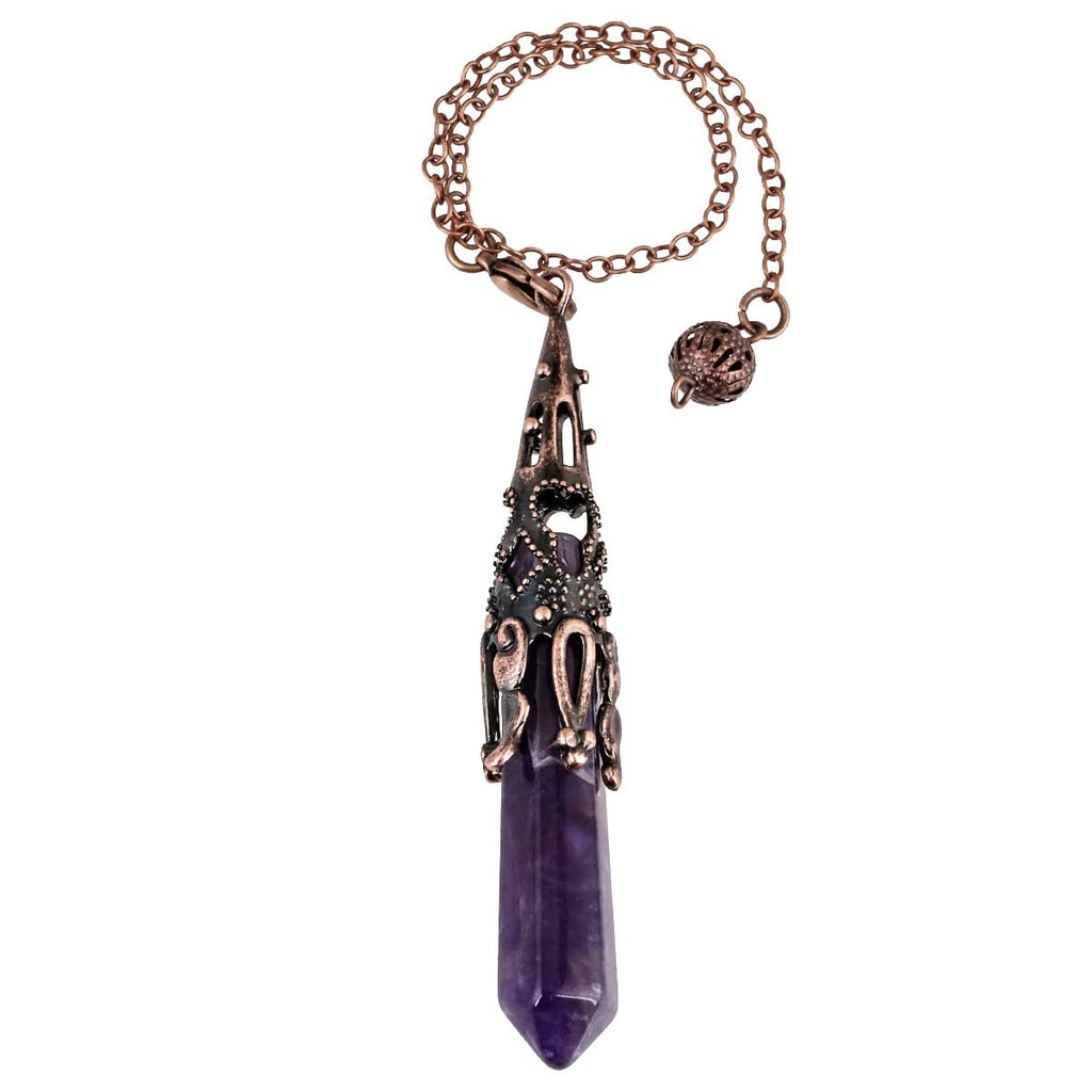 Obsidian Hexagonal Stein Pendel mit Vintage Kette, Reiki Heilung Kristall Punkt Pendels Edelstein Sechseckiger Anhänger Chakra-Pendel für Divination Meditation Scrying Balance