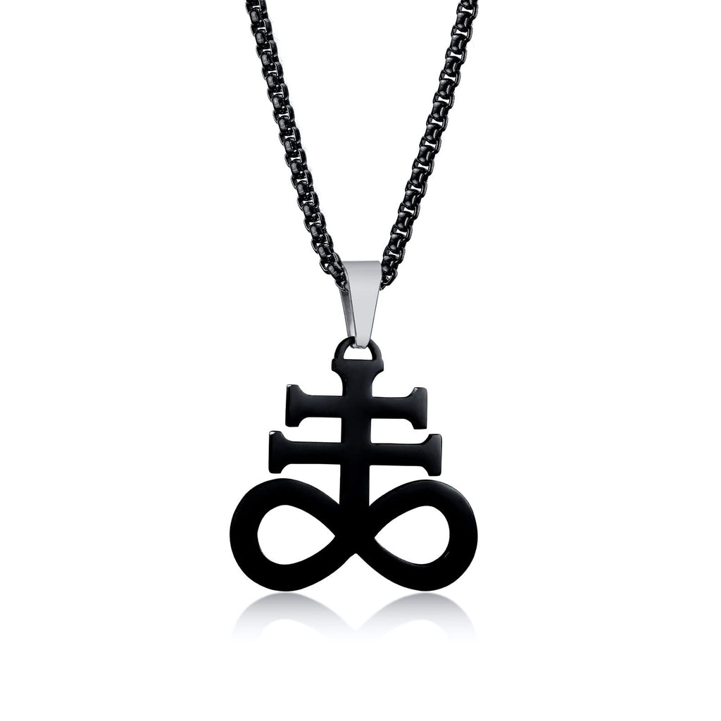 Herren Satanische Halskette : Edelstahl Satan Ziege Halsketten Zeichen von Luzifer Anhänger Umgekehrte Kreuz Anhänger Ziege Kopf Anhänger Leviathan Kreuz Symbol Anhänger Halloween Weihnachten Geschenk