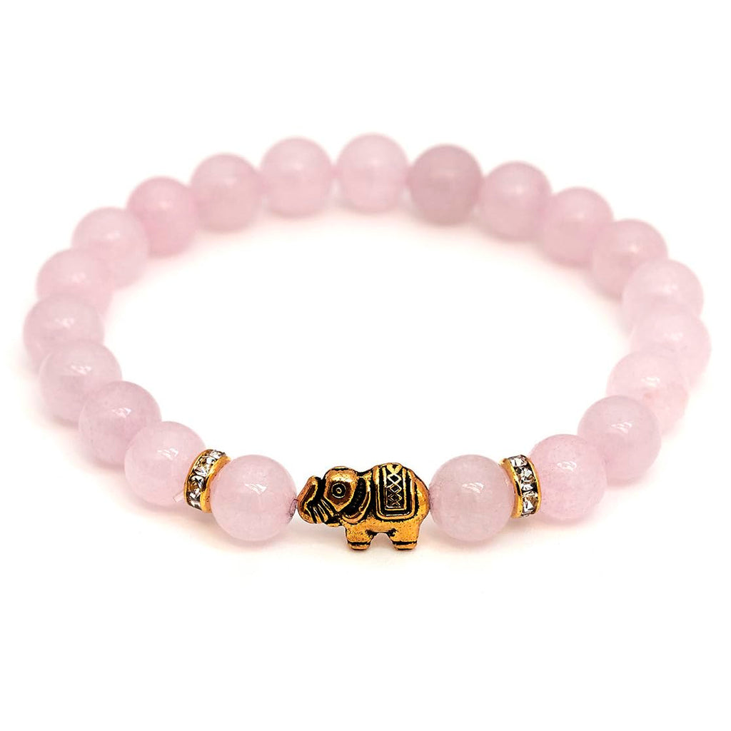 Elefant Armband - Naturstein geprüft in Deutschland, mit echten Naturstein Perlen und Kristall Highlights - Naturstein Armband mit Echtheitszertifikat für Damen und Herren