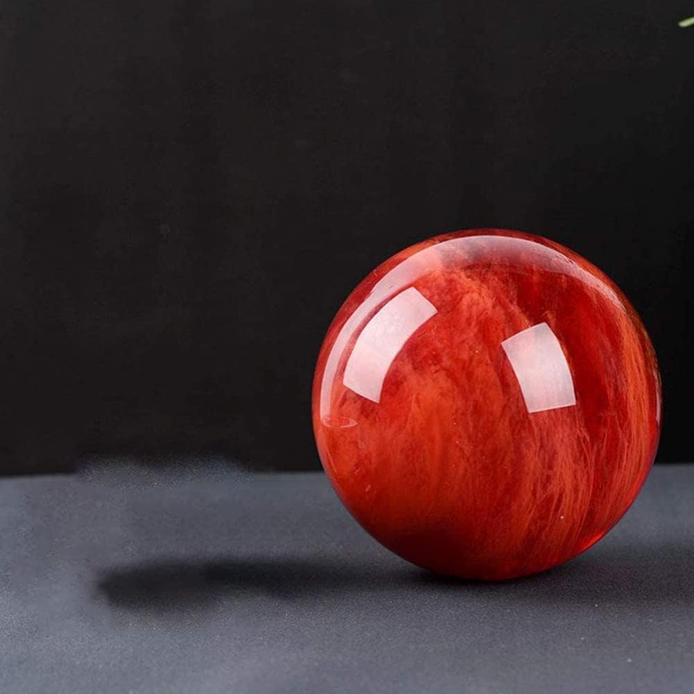 GYKLE Red Obsidian Ball with Stand, 4 Inch Natural Red Crystal Ruby Ball Sphere Melting Quartz Crystal Gemstone for Meditation Healing Feng Shui Divination Sphere Home Decoration Gift Box