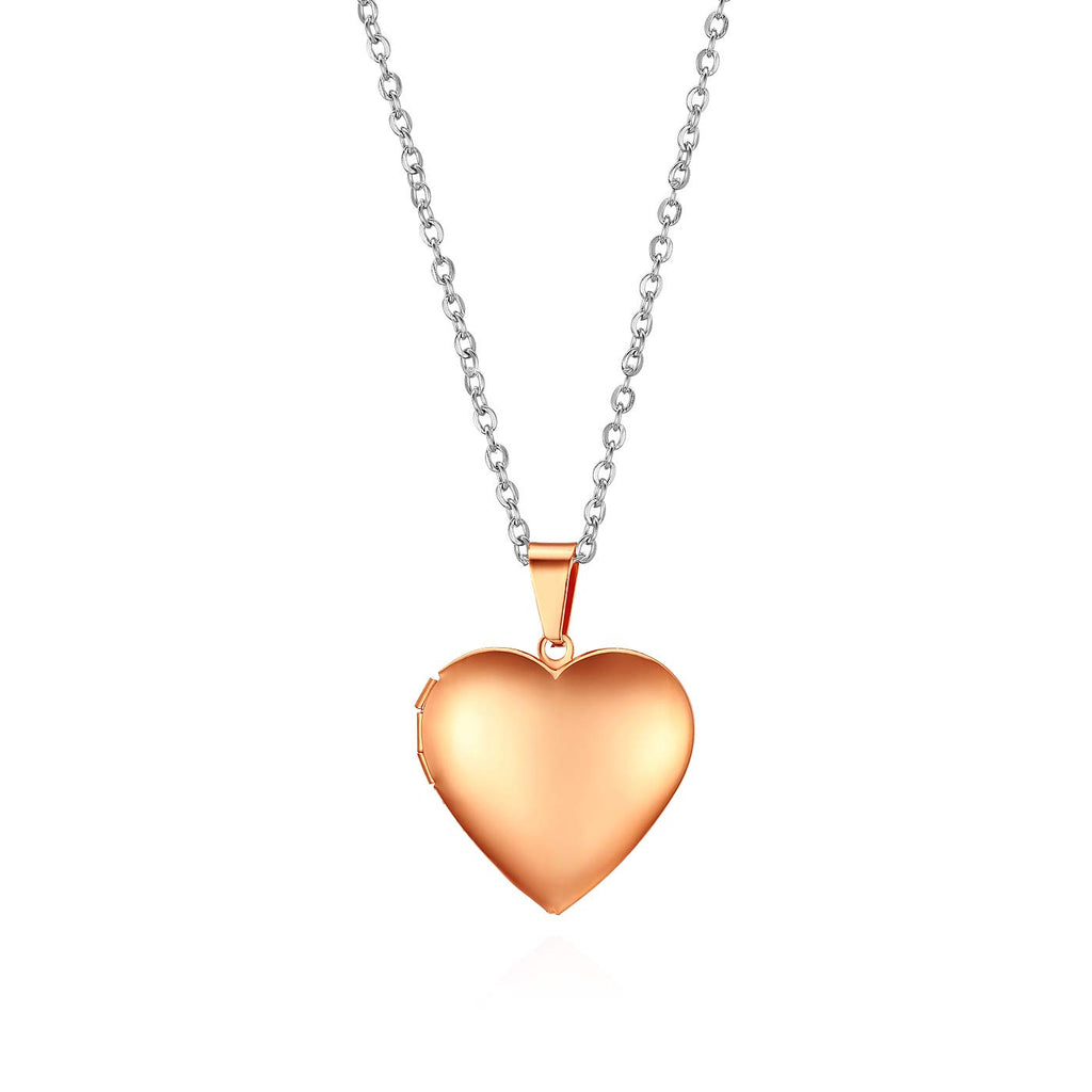 Cupimatch Heart Locket for Opening: Chain with Heart Necklace Pictures Photo Pendant Women's Amulet Necklace Stainless Steel Hinged with 45 cm Chain