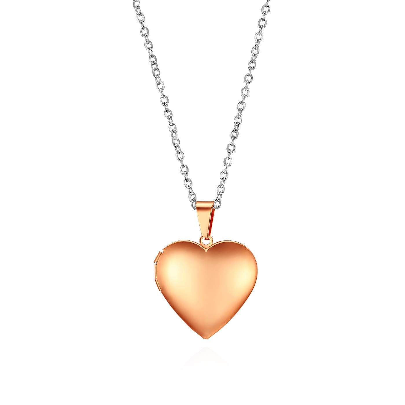 Cupimatch Heart Locket for Opening: Chain with Heart Necklace Pictures Photo Pendant Women's Amulet Necklace Stainless Steel Hinged with 45 cm Chain