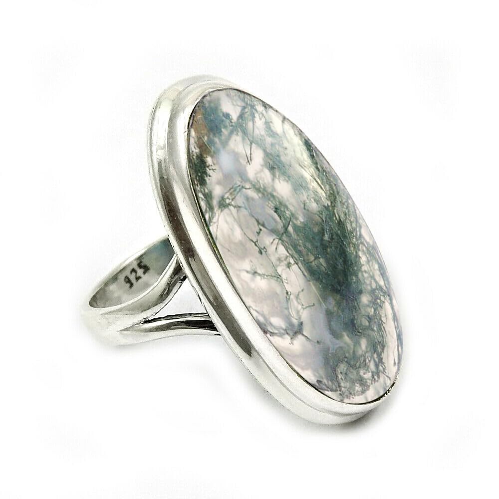 Large Oval Gemstone Handmade Jewellery, 925 Sterling Silver Tribal Ring, Engagement Gifts for Couples, Birthday Gifts for Men, Fathers Day Gifts, Promise Ring, Men's Gifts (Size 7.5, Charoite)