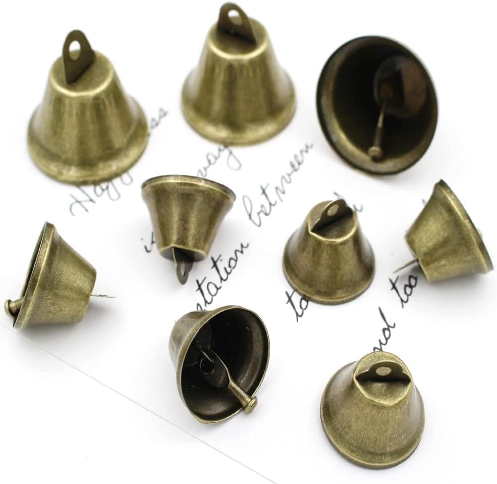 glöckchen zum basteln, 20Pcs kleine glöckchen, Glocken zum basteln, Vintage Bronze Glöckchen für DIY Wind Glockenspiel Handwerk Dekorationen (10 je in Zwei Größen)