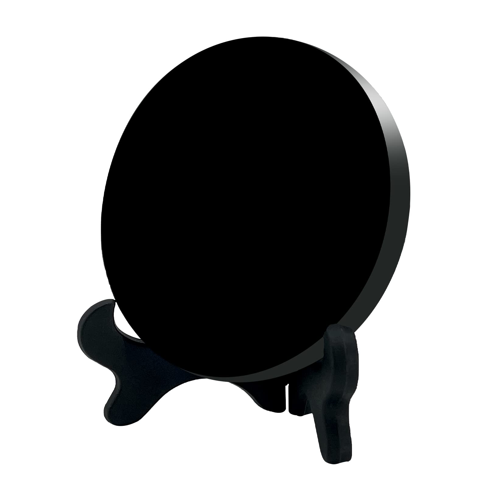 UGZDEA Schwarzer Obsidian Spiegel, Schwarzer Obsidian Wahrsagespiegel Für Heimdekoration-Yoga Meditation Energie Spiegel Mit Halterung (8cm)