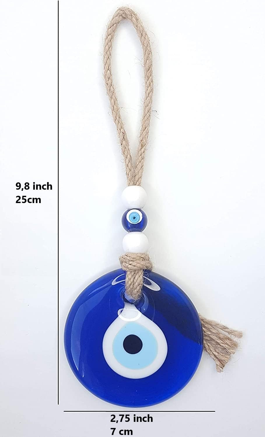 Türkisches blaues Auge Evil Eye Amulett Wandbehang 7 cm Evil Eye Ornament Amulett Dekoration Wohnkultur Schutz Segen Charm Geschenk Glasperlen Home Anhänger Günstiger Talisman (7 cm)