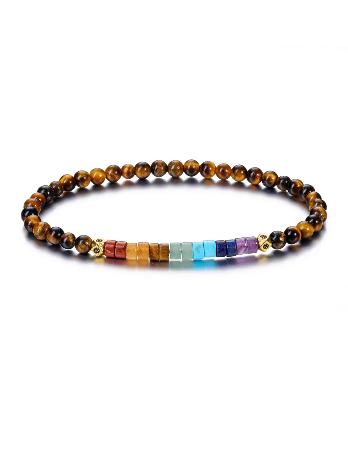 CrystalTears 7 Chakren Armband Damen elastischer Heilende Kristalle Perlenarmband Reiki Talisman spirituelle Geschenke