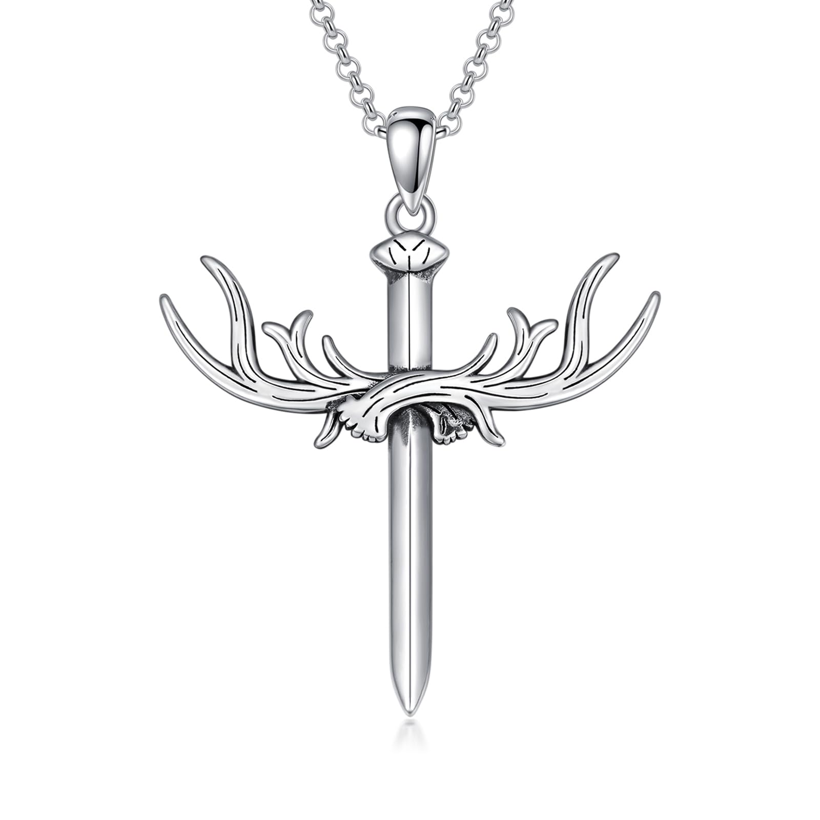 ROMANTICWORK Kreuz Kette 925 Sterling Silber Kreuz Halskette Kreuz Anhänger Christlicher Religiöser Gotischer Kreuz Schmuck Geschenke für Herren Männer Damen