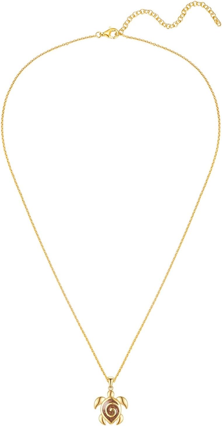 Rafaela Donata Damen Kette aus 925/- Sterling Silber gelbvergoldet 14 Karat mit Emaille braun Silberkette Schildkröte