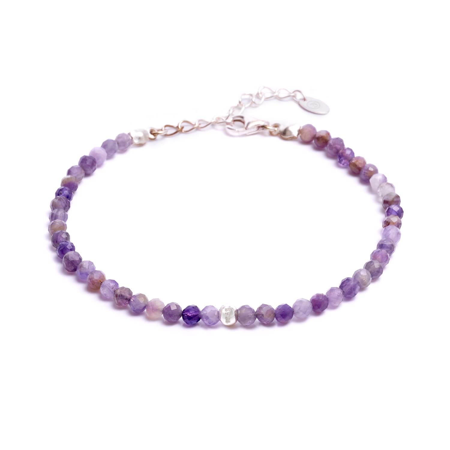 BERGERLIN Echtes Naturstein Perlenarmband - Naturstein geprüft in Deutschland, mit 925 Sterling Silberperle oder vergoldeter Perle - Mit Verschluss und Echtheitszertifikat, für Damen und Herren