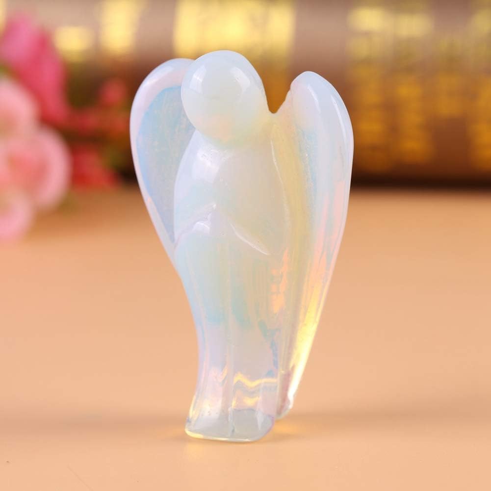 Watris Veiyi Schutzengel Figur, 3.8cm/1.5in Engel Figur Edelsteine, Opal Stein Engelfiguren Deko, für Schreibtisch Hauptdekoration Glücksbringern
