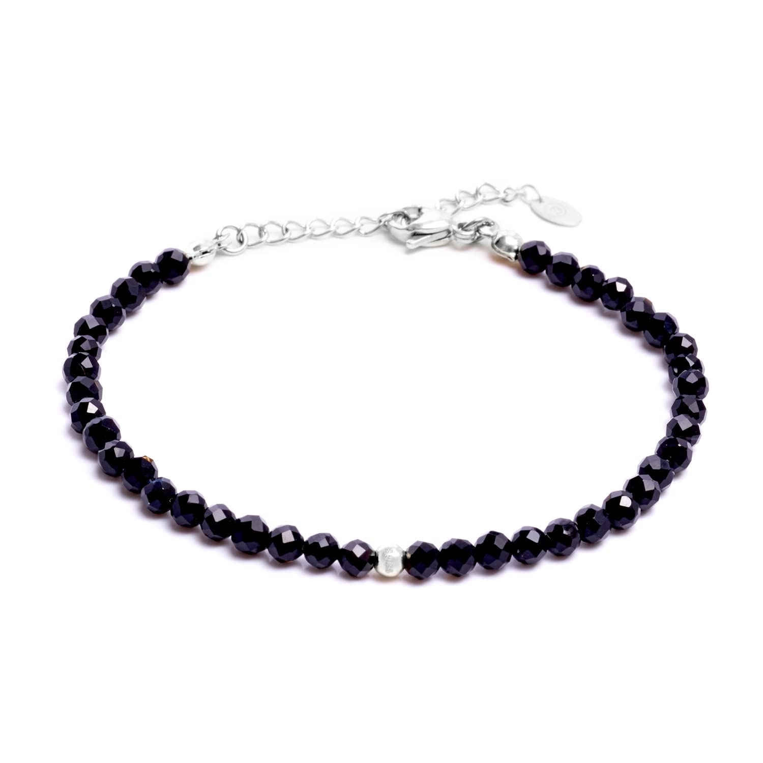 BERGERLIN Echtes Naturstein Perlenarmband - Naturstein geprüft in Deutschland, mit 925 Sterling Silberperle oder vergoldeter Perle - Mit Verschluss und Echtheitszertifikat, für Damen und Herren