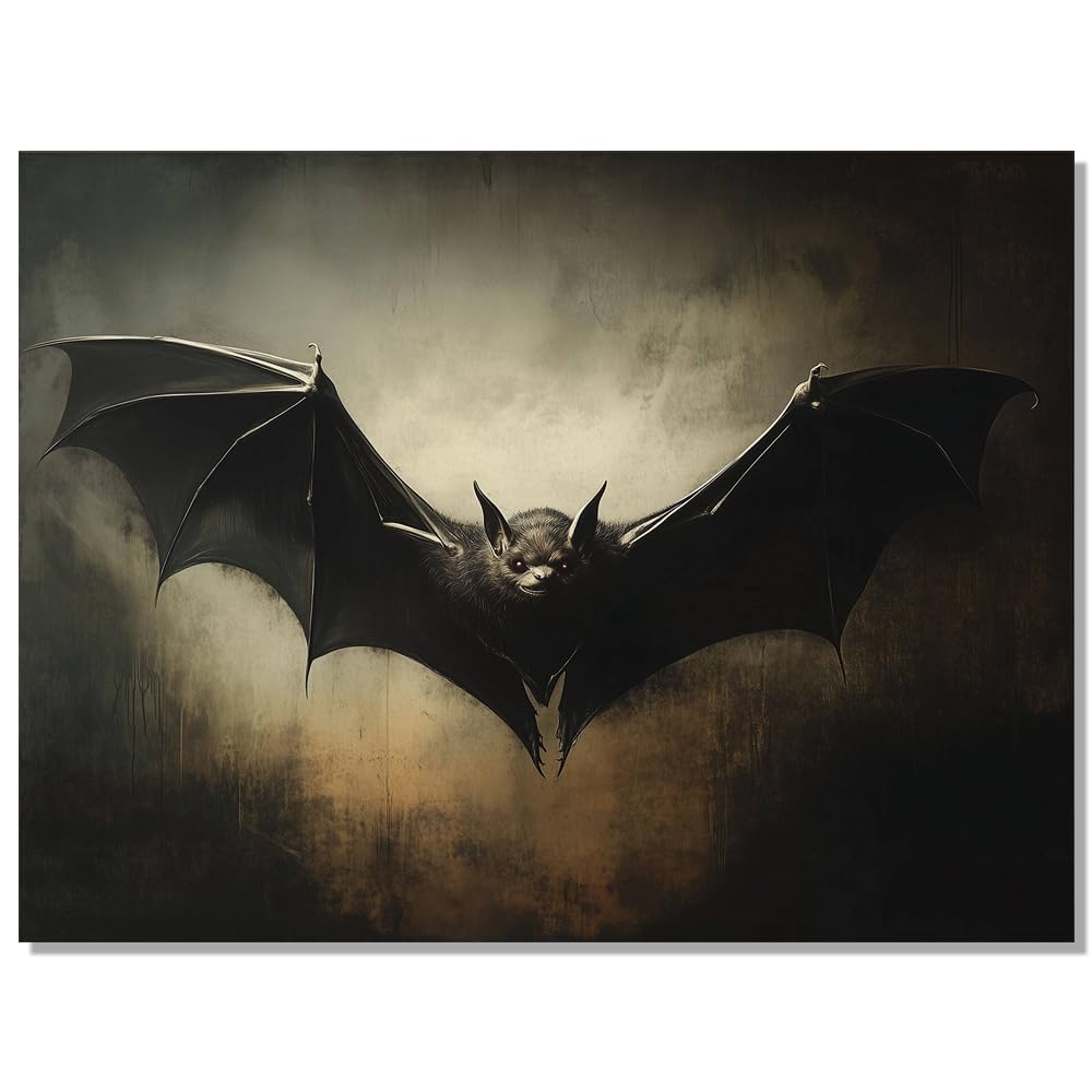incstirup Vintage Moody Halloween Wall Art Raven-Crow Poster For Farmhouse Cottage Gothic Wall Decor-Dark Academia Art Canvas Print Picture For Room Bedroom Halloween Decor