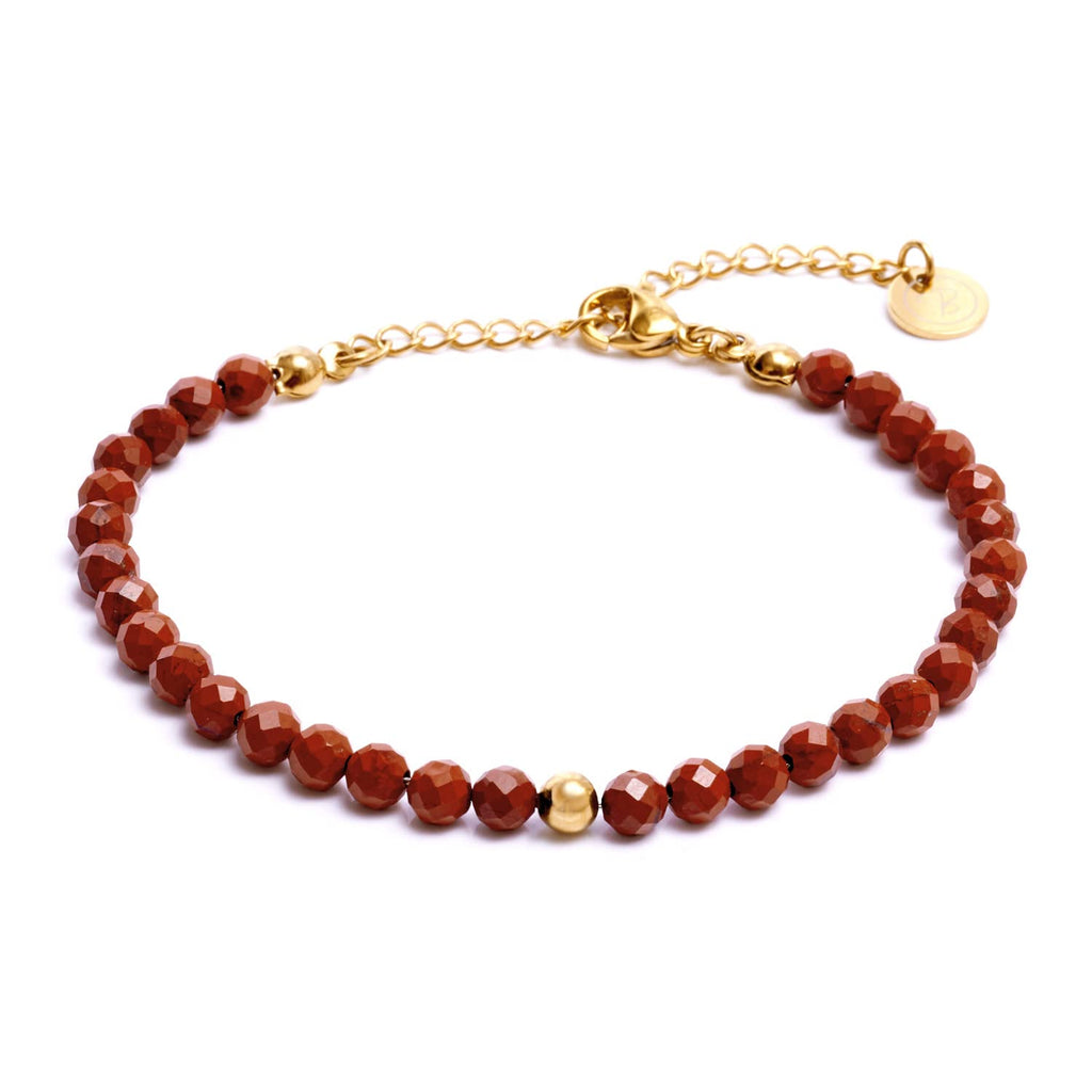BERGERLIN Echtes Naturstein Perlenarmband - Naturstein geprüft in Deutschland, mit 925 Sterling Silberperle oder vergoldeter Perle - Mit Verschluss und Echtheitszertifikat, für Damen und Herren