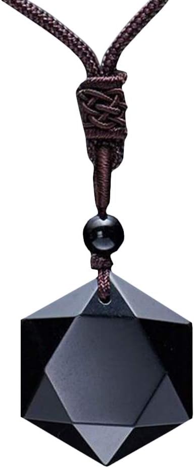 Natürlicher Obsidian Hexagon Stern Anhänger Kette Lucky Love Halskette Sternbild Schmuck für Männer und Frauen