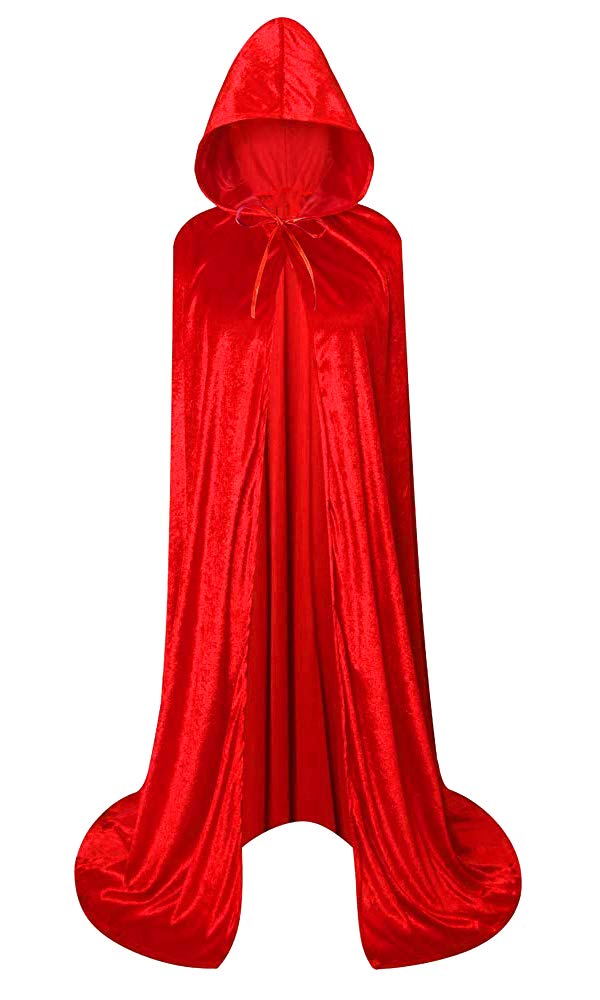 LHJ Unisex Full Length Hooded Robe Cloak Long Velvet Cape Cosplay Costume