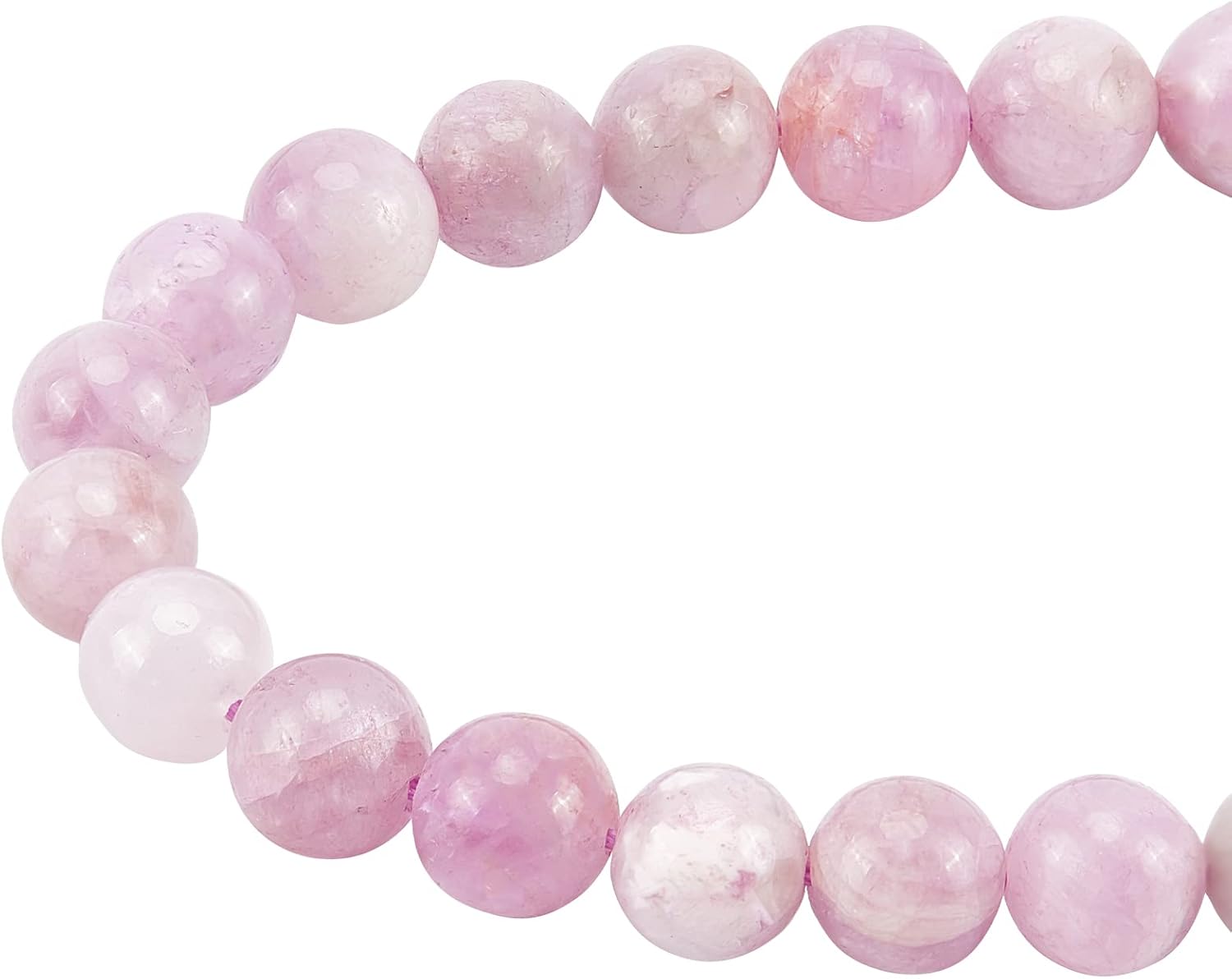 NBEADS Gemstone Beads Kunzite Beads Grade AB Round Natural Beads for Jewellery Making 1 Strand of 49 Pieces 8 mm