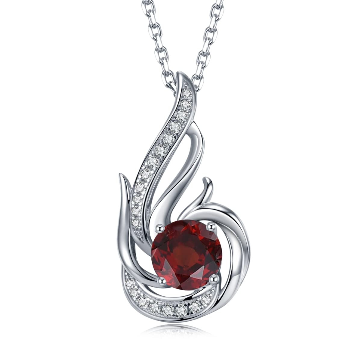 Sterling Silber Geburtsstein Halskette für Frauen erstellt oder echte Edelstein Phoenix Halsketten Geburtstag Jubiläum Schmuck Geschenke für Frauen Mädchen Mama, justierbare Kette