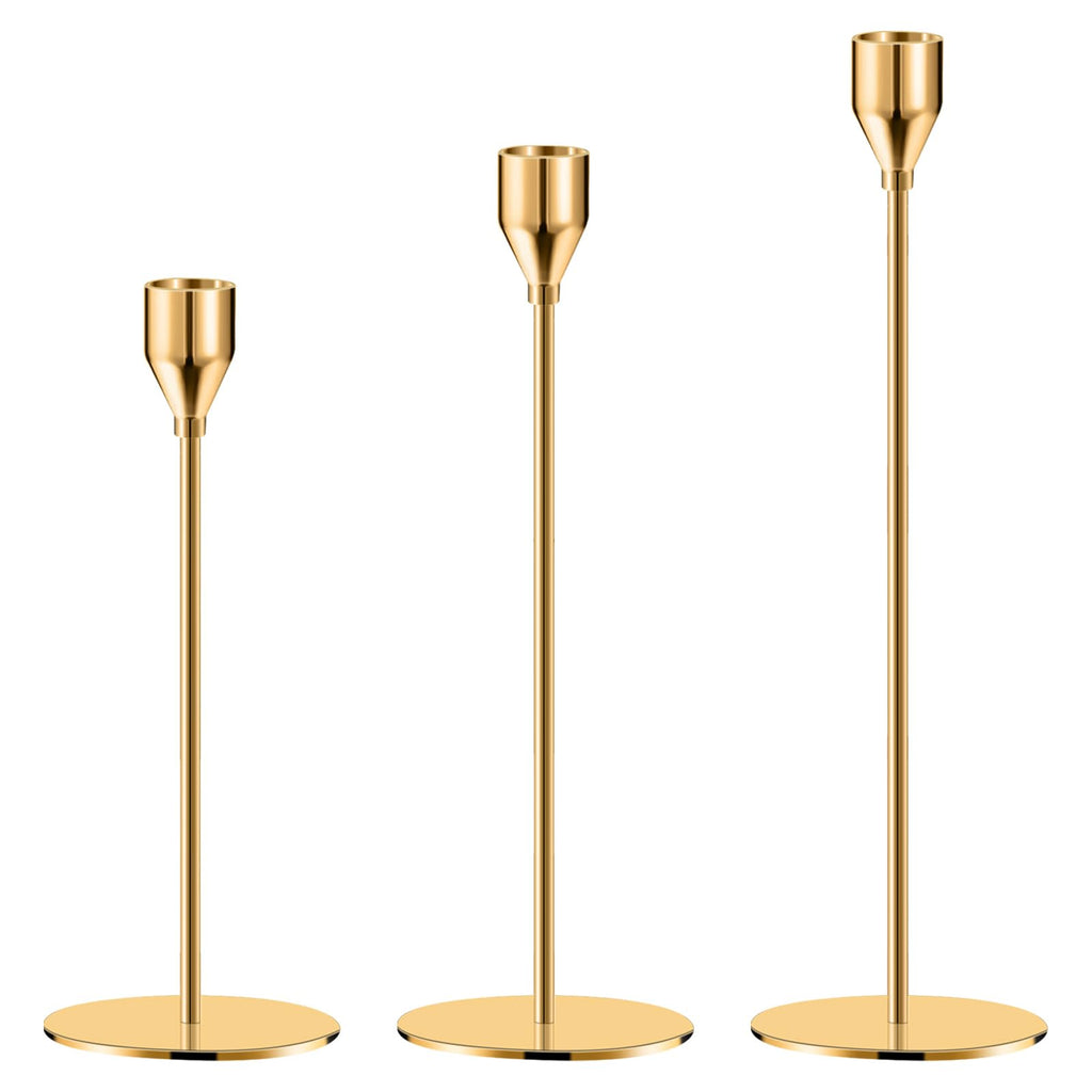Candle Holder Gold Candle Holder Candle Holder Tall Cone Candle Holder for Home Decoration, Wedding, Dinner, Party, Anniversary, Fits 3/4" Thick Candles and LED Candles (Set of 6)