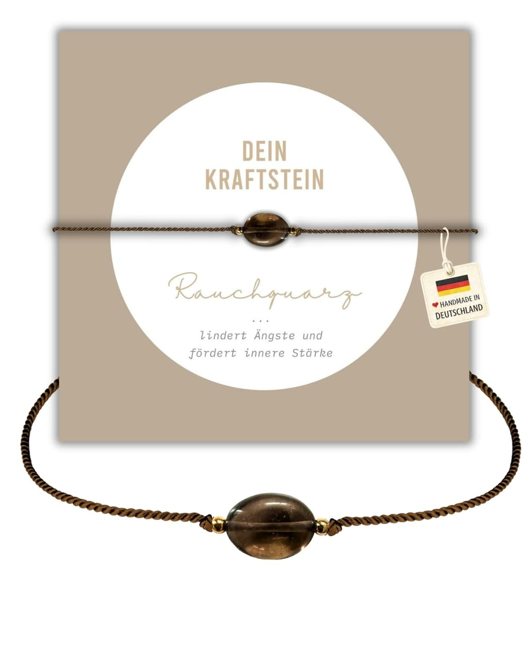 happymaker - Edelstein Armband Damen, handgefertigt in Deutschland mit Goldperlen, Geschenkkarte und Geschenkverpackung, Mutmacher Geschenk