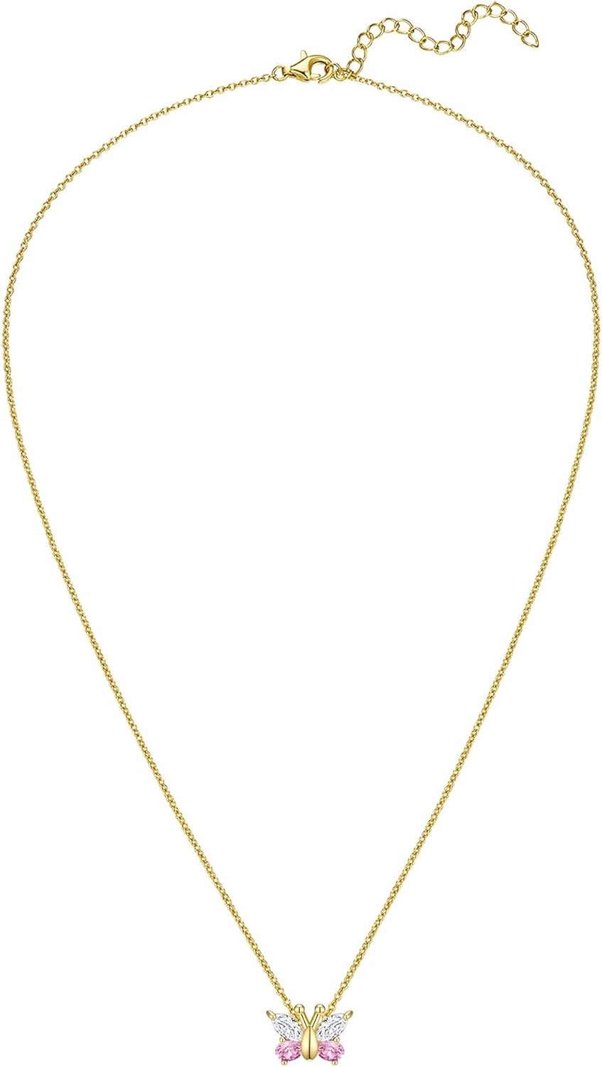 Rafaela Donata Damen Kette aus 925/- Sterling Silber gelbvergoldet 14 Karat mit Zirkonia weiß Schmetterling