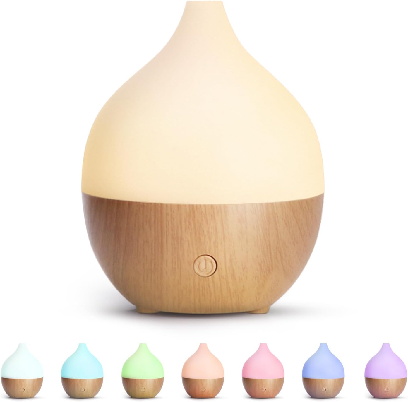 SALKING Aroma Diffuser, 100 ml Small Ultrasonic Aromatherapy Diffuser for Essential Oils, with Automatic Shut-Off Function, Warm White Light, White Wood Grain Diffuser for Home, Office or Yoga