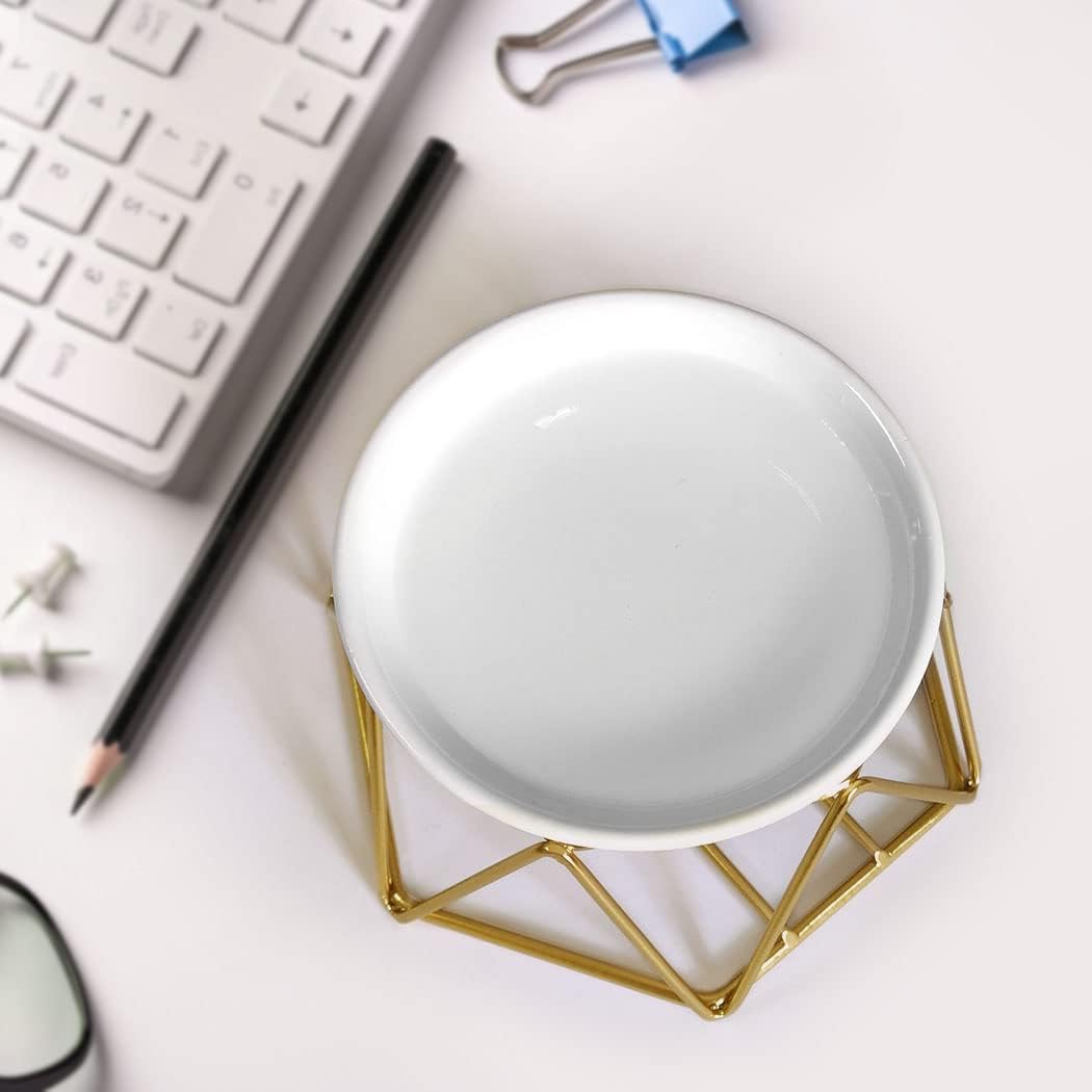 Violetpos Stylish Romantic Ceramic Aroma Lamp Aroma Diffuser Tealight Candle Holder Oil Burner Gold