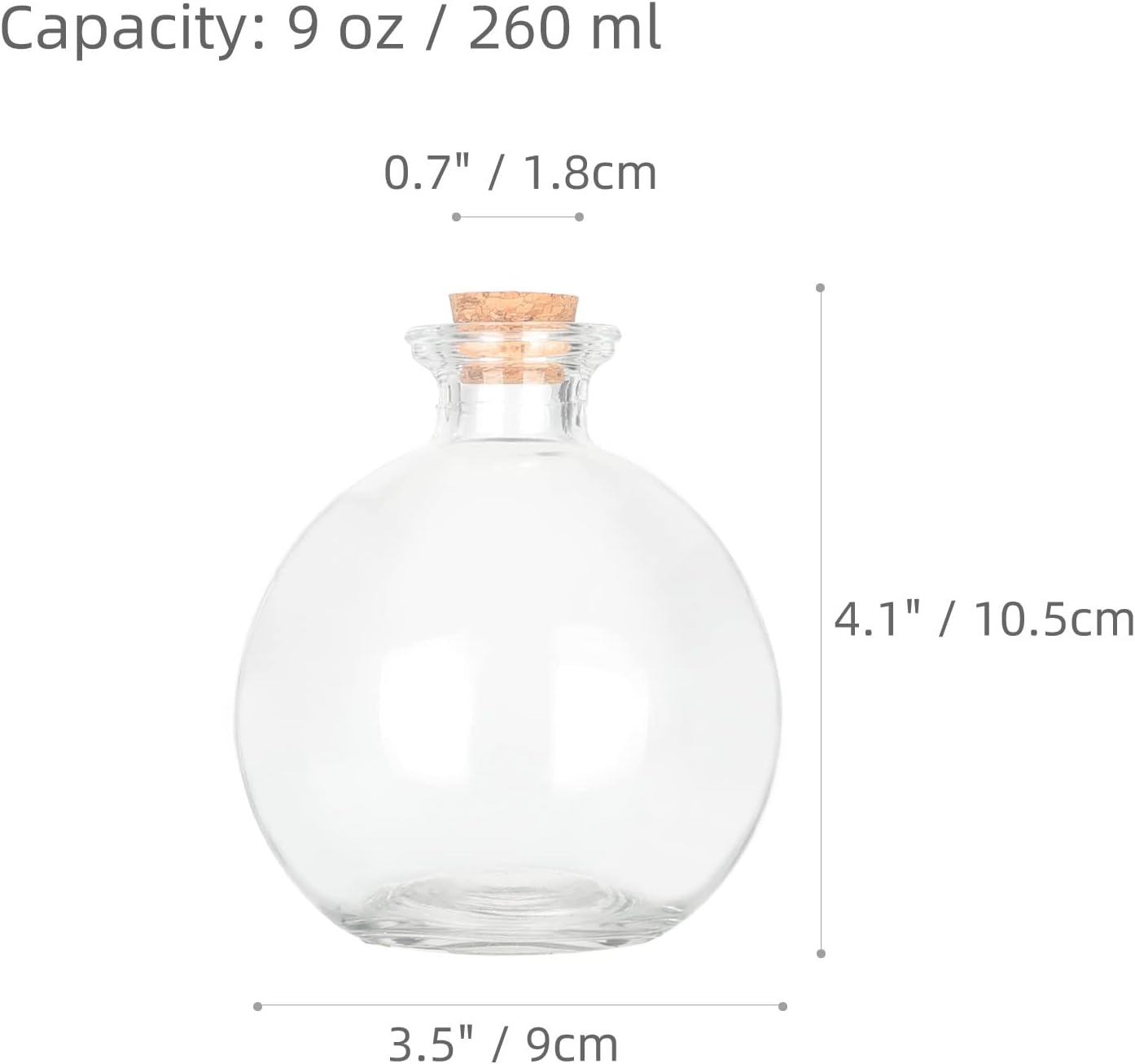 Magic Season Dekorative Glasflasche mit Korkverschluss(260ml Zaubertrank Flaschen / 6 Stück)