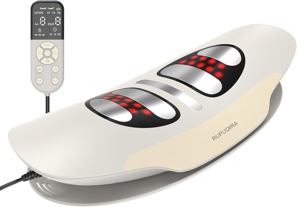 Electric Lumbar & Back Stretching Massager with Airbag Stretch, Vibration Massage, Auto Mode | for Home Relaxation, Ideal Gift (White)
