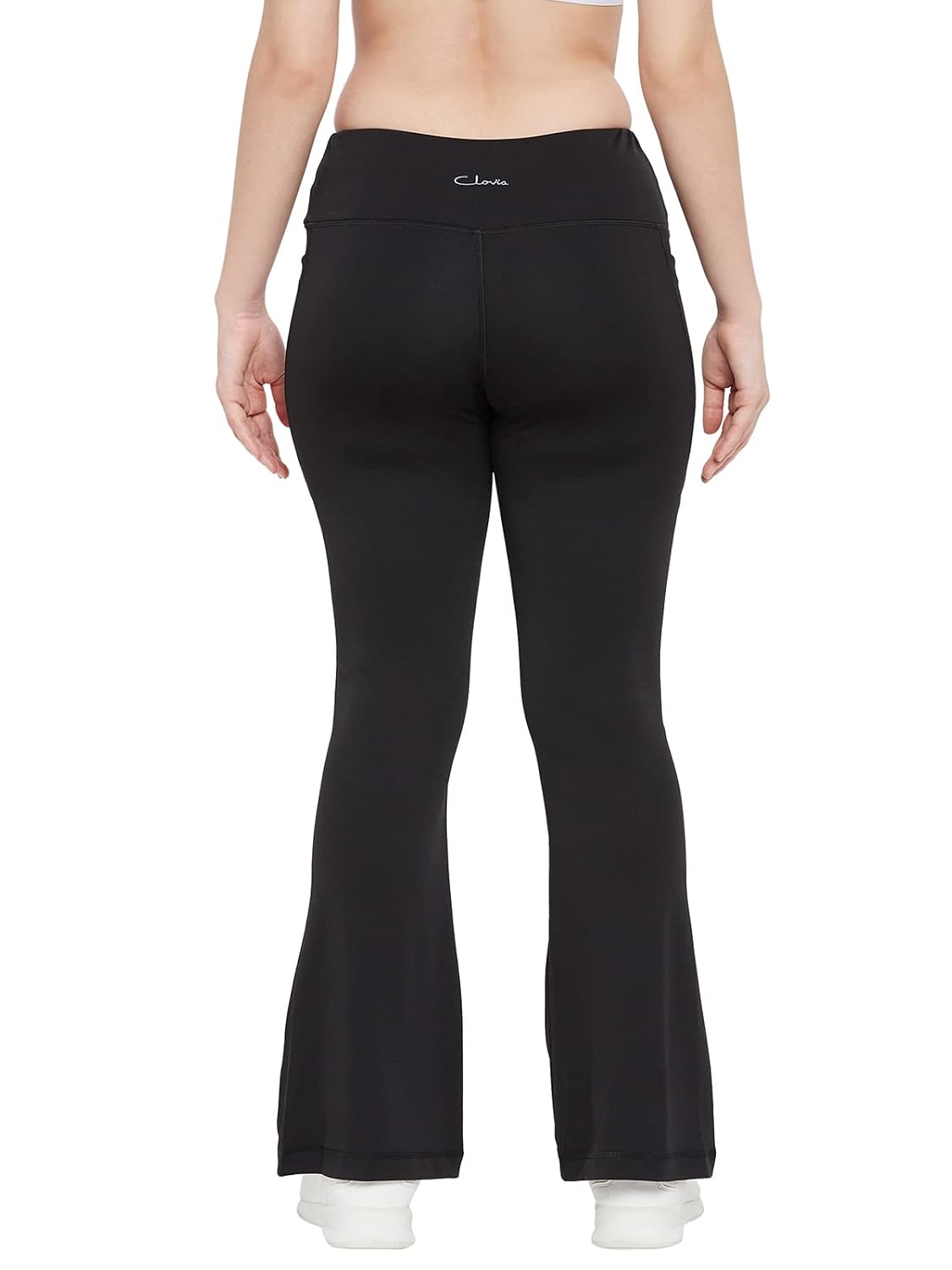Clovia Women's Comfort Fit High Rise Yoga Pants, Track Pants, Lower, Pyjama, Polyester Lower, Lower, Comfort-Fit High Waist Flared Yoga Pants