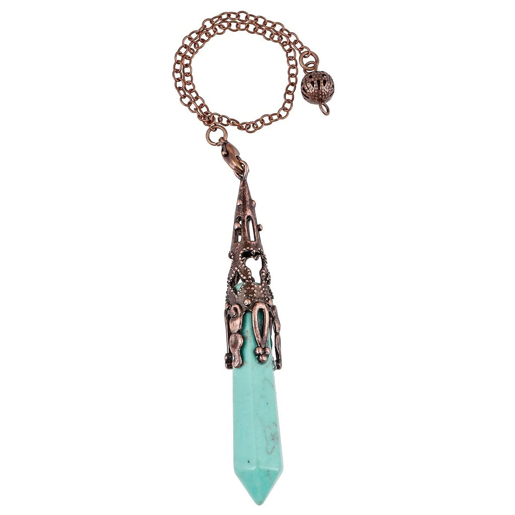 Obsidian Hexagonal Stein Pendel mit Vintage Kette, Reiki Heilung Kristall Punkt Pendels Edelstein Sechseckiger Anhänger Chakra-Pendel für Divination Meditation Scrying Balance