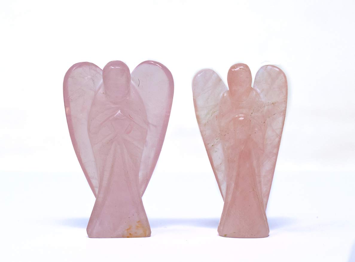 Wonder Care Pocket Guardian Angel Crystal Natural Gemstone Reiki Healing Energy Carved Statue Chakra Balance Meditation Aesthetic 1.5-2 Inch Pack of 2