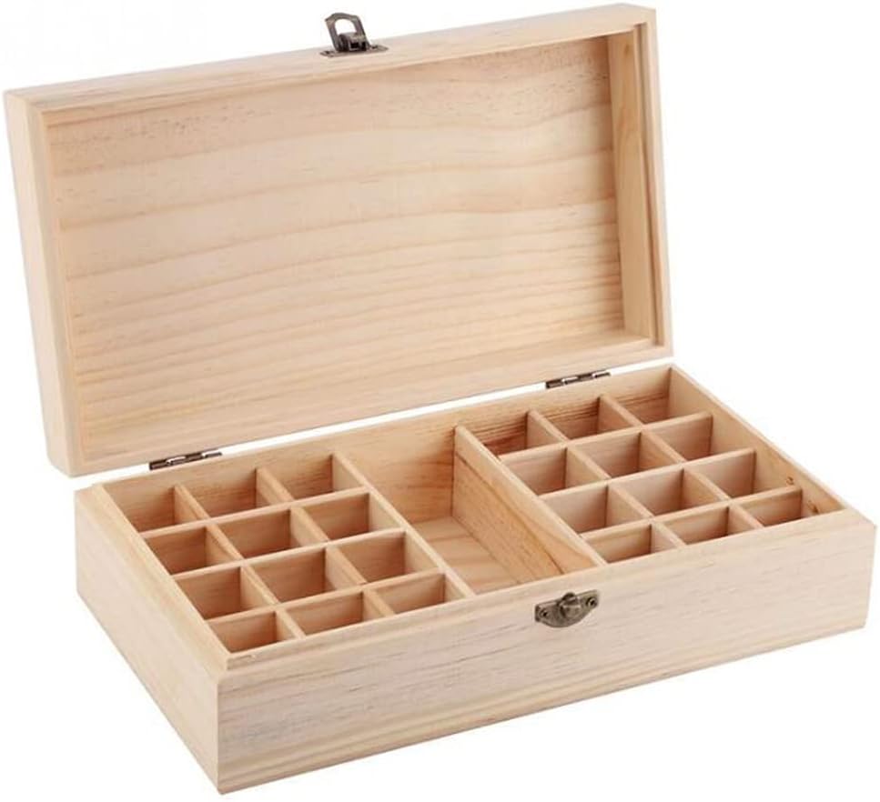 Aufbewahrungsbox für ätherische Öle aus Holz Ätherische Öle Display Organizer 25 Fächer Ständerhalter für 15 ml Flaschen Nagellacksammlung mit Deckel