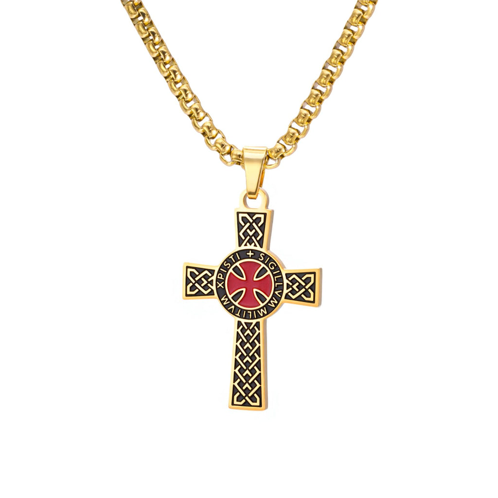 Dreamtimes Ritter Templer Kreuz Halskette für Frauen Männer Edelstahl Vintage Kreuzritter Heiliger Ritter Halskette Dainty Religiöser Schmuck