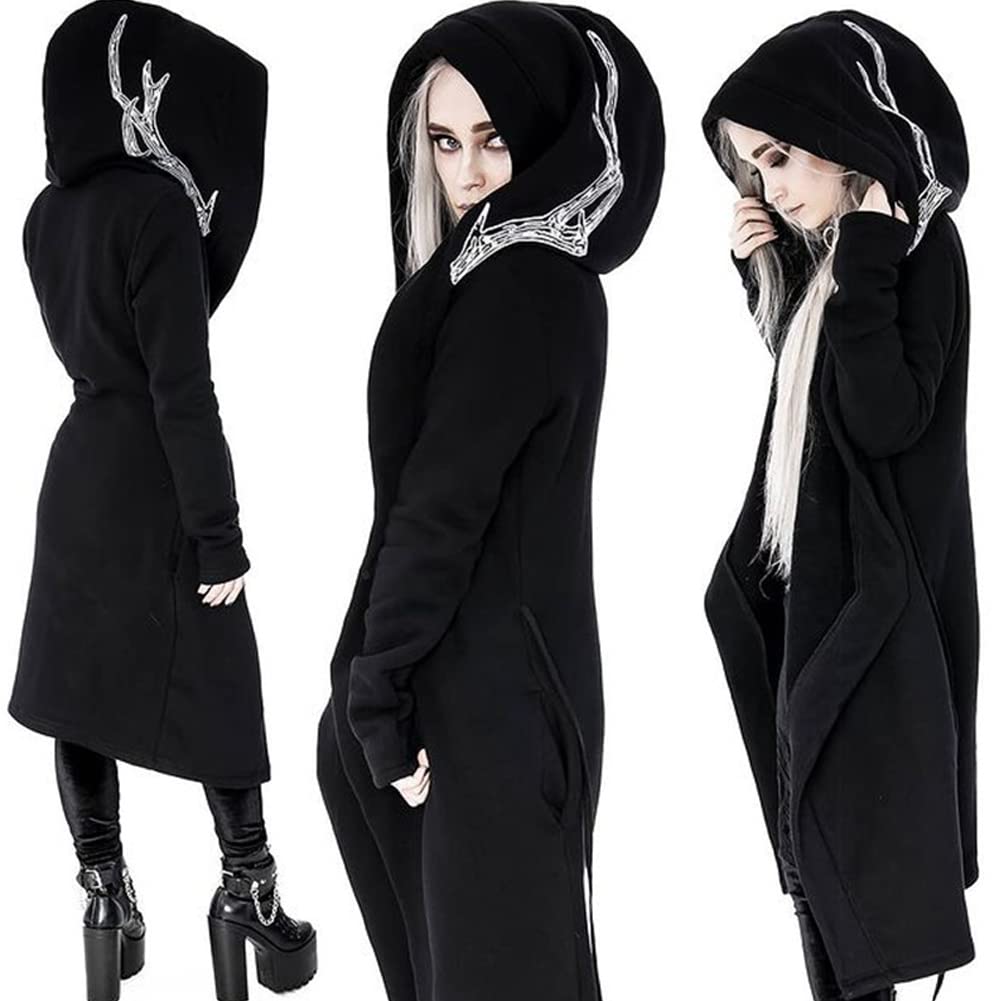 diffstyle Women Moon Gothic Witchcraft Punk Vintage Casual Long Hoodies Top Sweatshirt