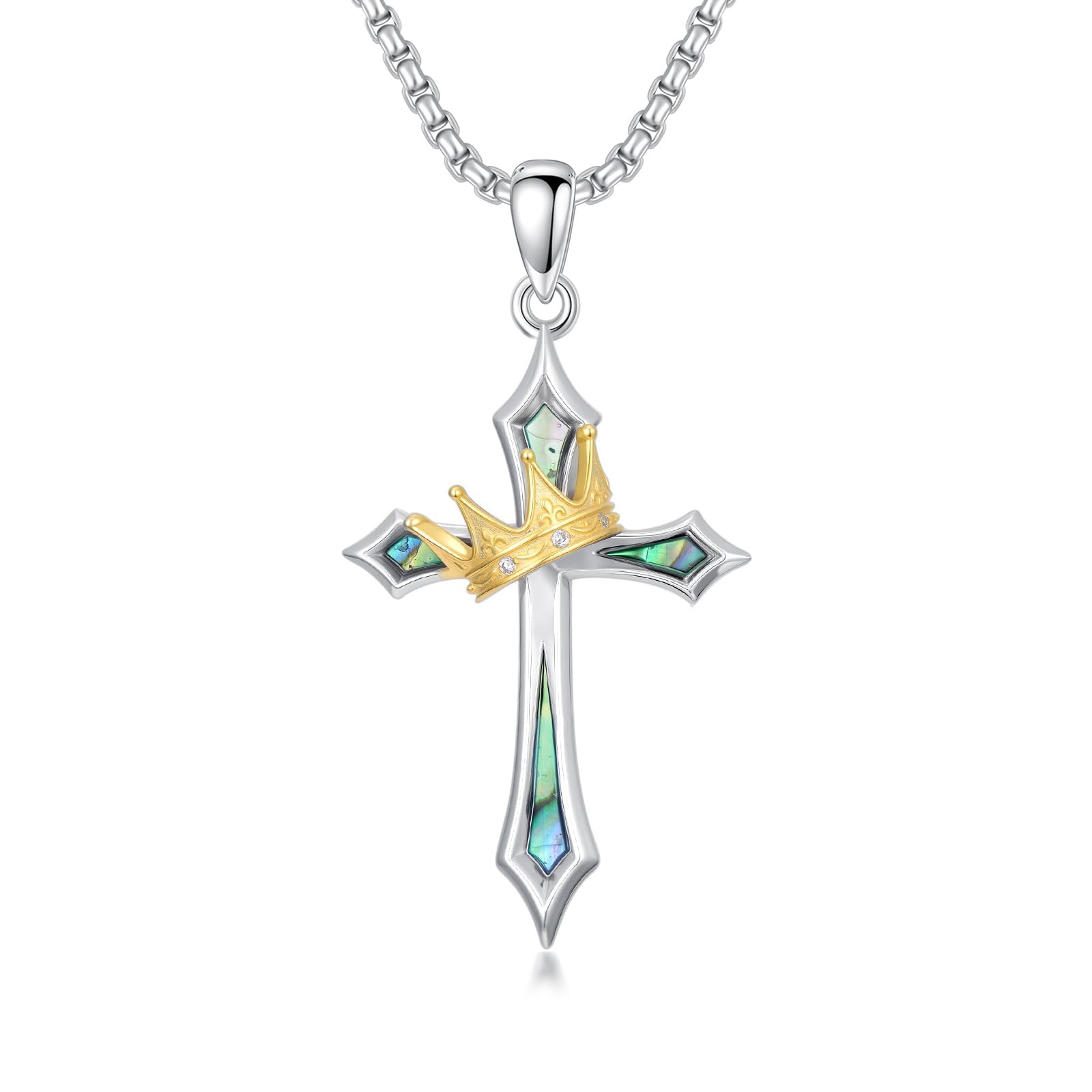 ROMANTICWORK Kreuz Kette 925 Sterling Silber Kreuz Halskette Kreuz Anhänger Christlicher Religiöser Gotischer Kreuz Schmuck Geschenke für Herren Männer Damen