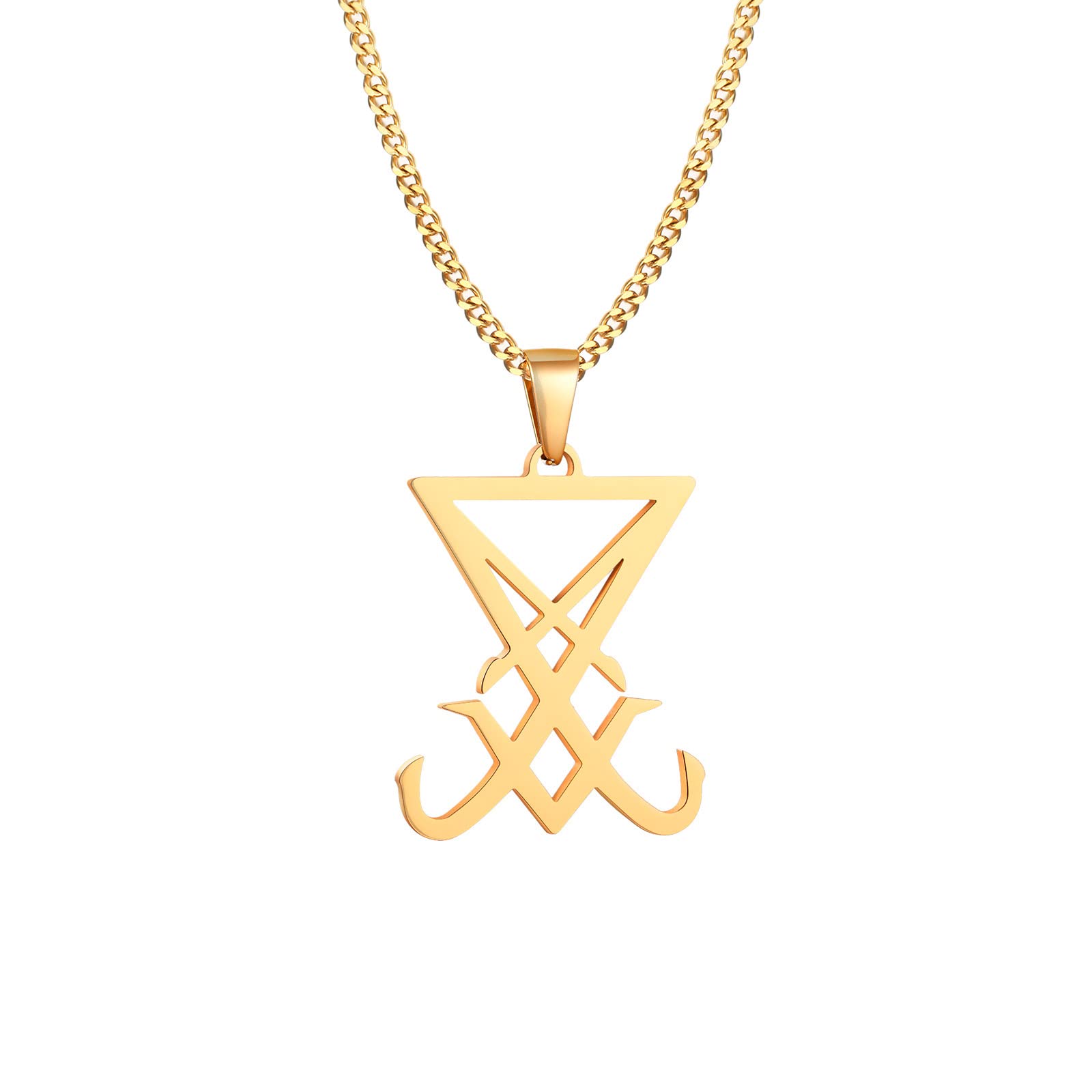 Herren Satanische Halskette : Edelstahl Satan Ziege Halsketten Zeichen von Luzifer Anhänger Umgekehrte Kreuz Anhänger Ziege Kopf Anhänger Leviathan Kreuz Symbol Anhänger Halloween Weihnachten Geschenk