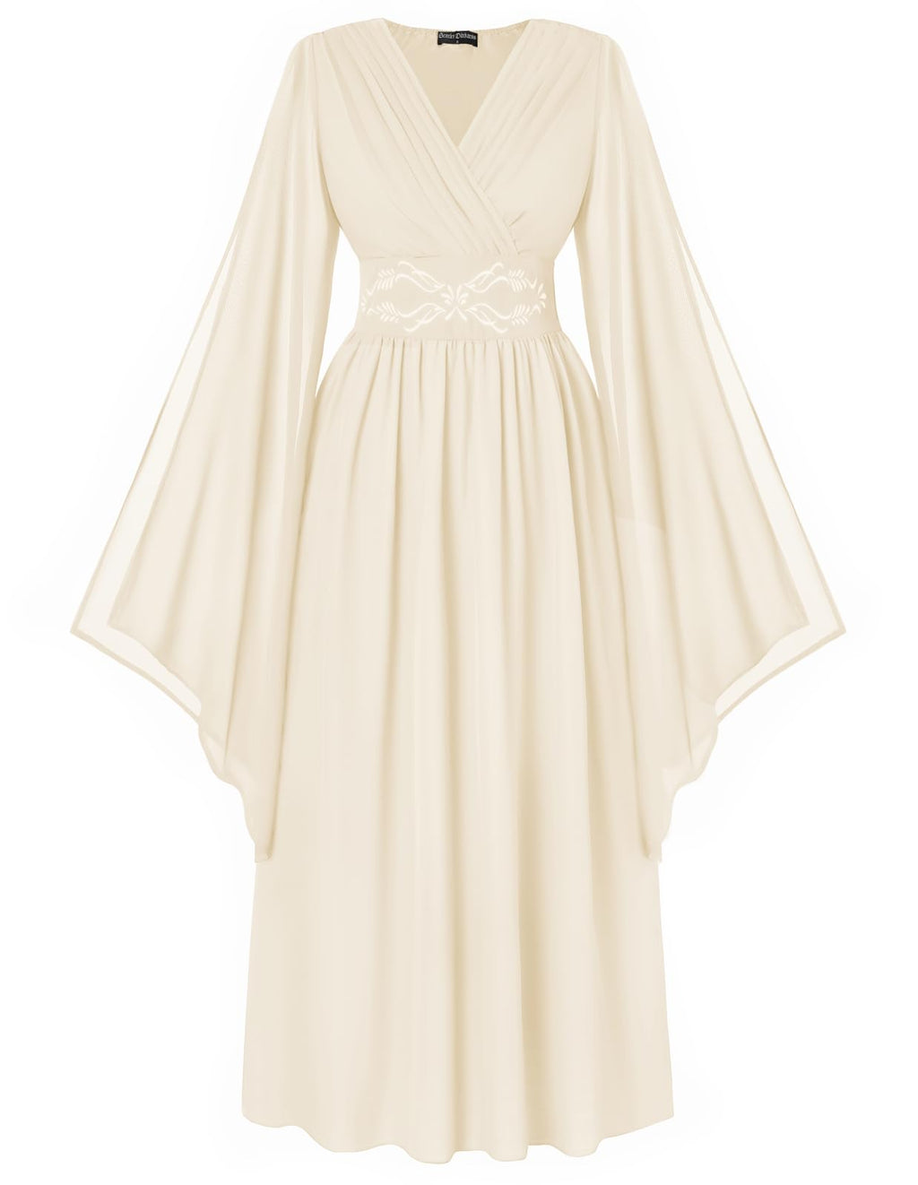 Scarlet Darkness Women's Renaissance Costume Wrap V Neck Medieval Dress Split Bell Sleeve Embroidery Fairy Dresses