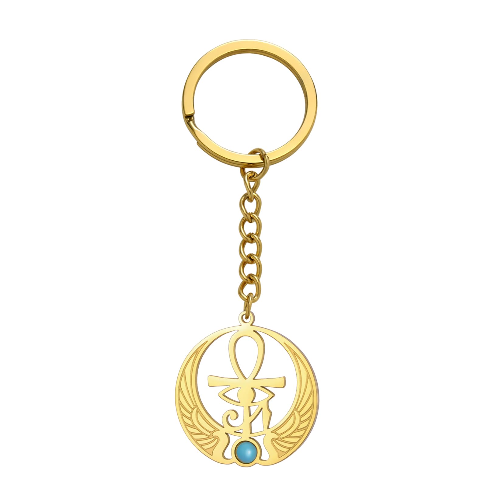 EUEAVAN Ankh Kreuz Auge des Horus Edelstein Halskette Schlüssel des Lebens Skarabäus Anhänger ägyptische Göttin Isis Schutzamulett Religiöser Schmuck für Frauen Männer