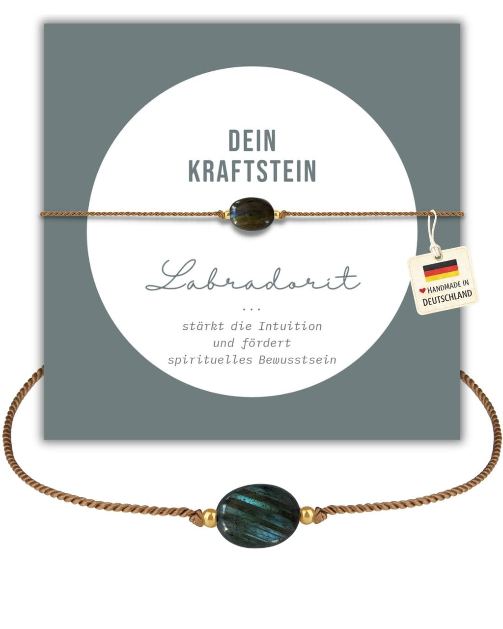 happymaker - Edelstein Armband Damen, handgefertigt in Deutschland mit Goldperlen, Geschenkkarte und Geschenkverpackung, Mutmacher Geschenk