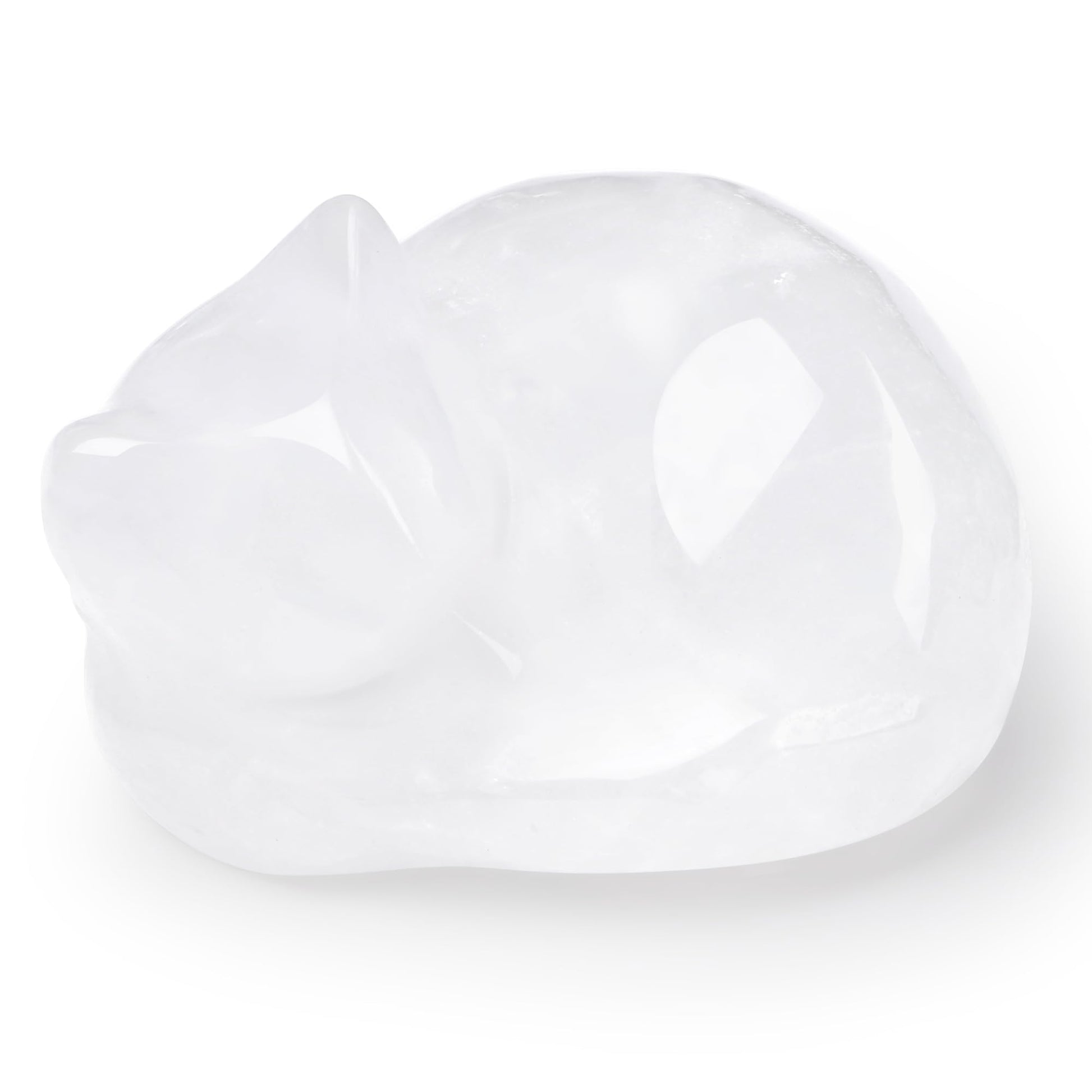 QINJIEJIE Dalmatian Jasper Cat Crystals Figurine Sleeping Cat Figure Statue Gemstones Sculpture Lucky Kitten Cute Decoration Men Women