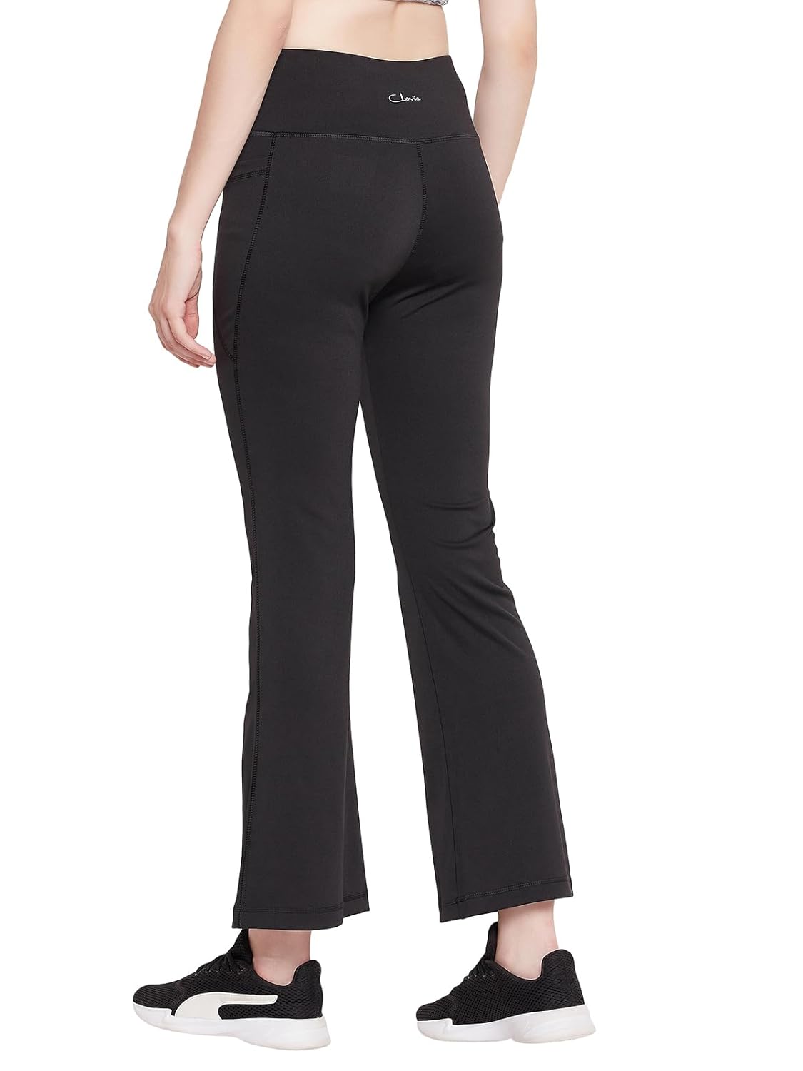 Clovia Women's Comfort Fit High Rise Yoga Pants, Track Pants, Lower, Pyjama, Polyester Lower, Lower, Comfort-Fit High Waist Flared Yoga Pants
