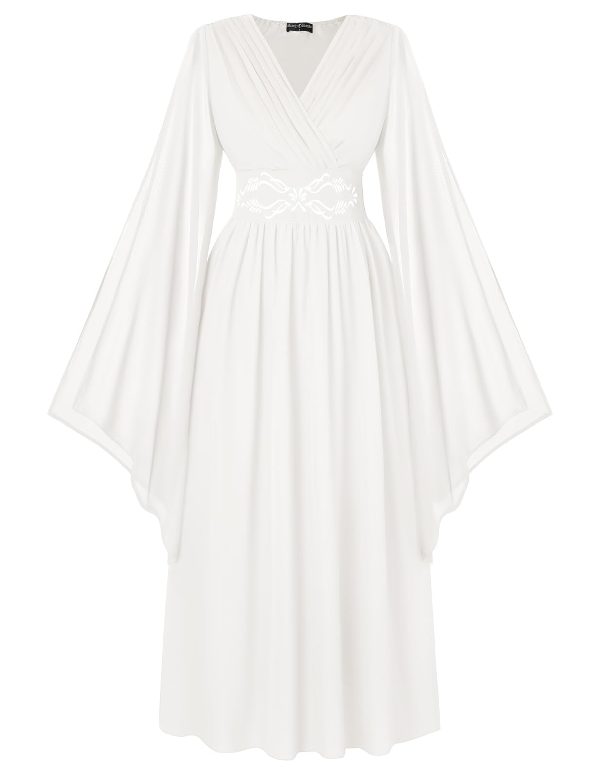 Scarlet Darkness Women's Renaissance Costume Wrap V Neck Medieval Dress Split Bell Sleeve Embroidery Fairy Dresses