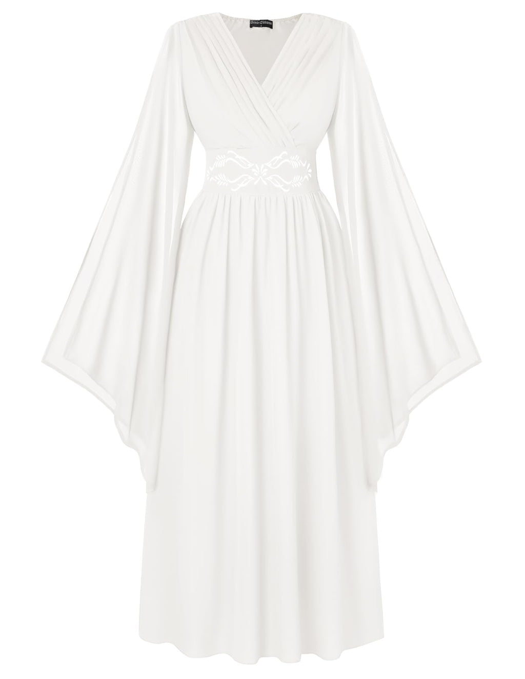 Scarlet Darkness Women's Renaissance Costume Wrap V Neck Medieval Dress Split Bell Sleeve Embroidery Fairy Dresses