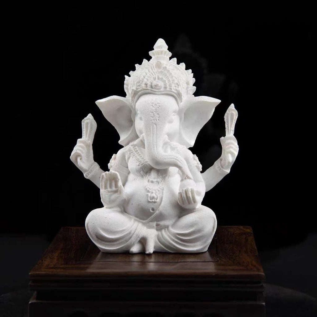 Ganesha Buddha Statue,Buddha Figur,Deko Statue,Deko Wohnzimmer,Indische Ganesha, Home Store Dekoration(9.5cm/Weiss)