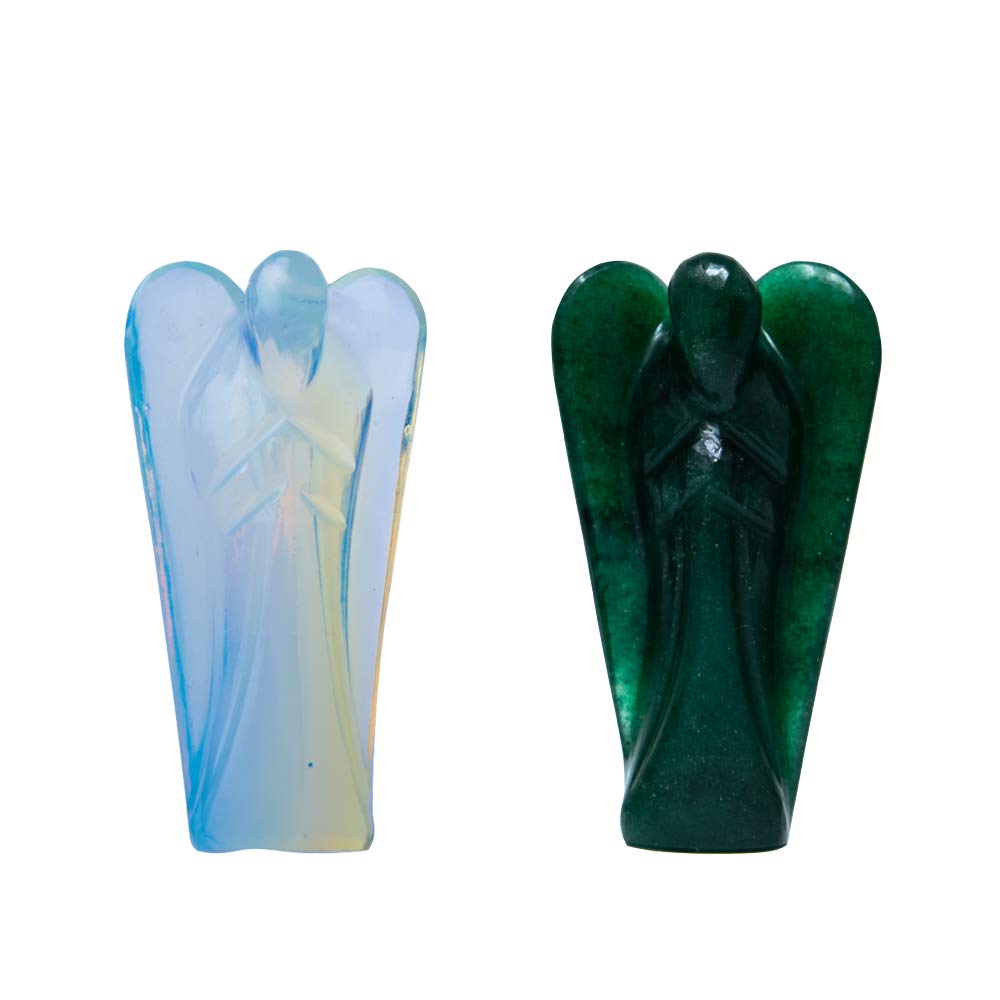 Wonder Care Pocket Guardian Angel Crystal Natural Gemstone Reiki Healing Energy Carved Statue Chakra Balance Meditation Aesthetic 1.5-2 Inch Pack of 2