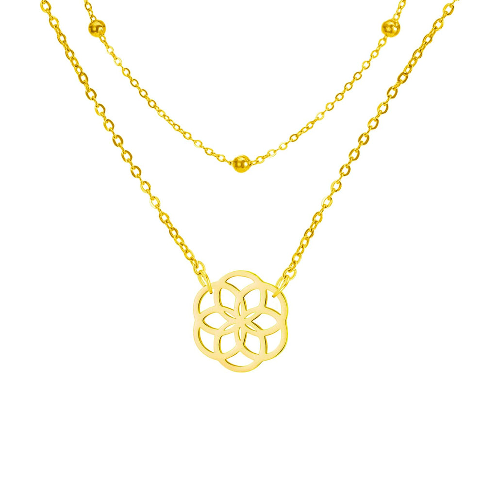 LIKGREAT Blume des Lebens Halskette Seeds of Life Anhänger Halskette Heilige Geometrie Symbol Halskette Spirituelle Heilung Amulett Schmuck