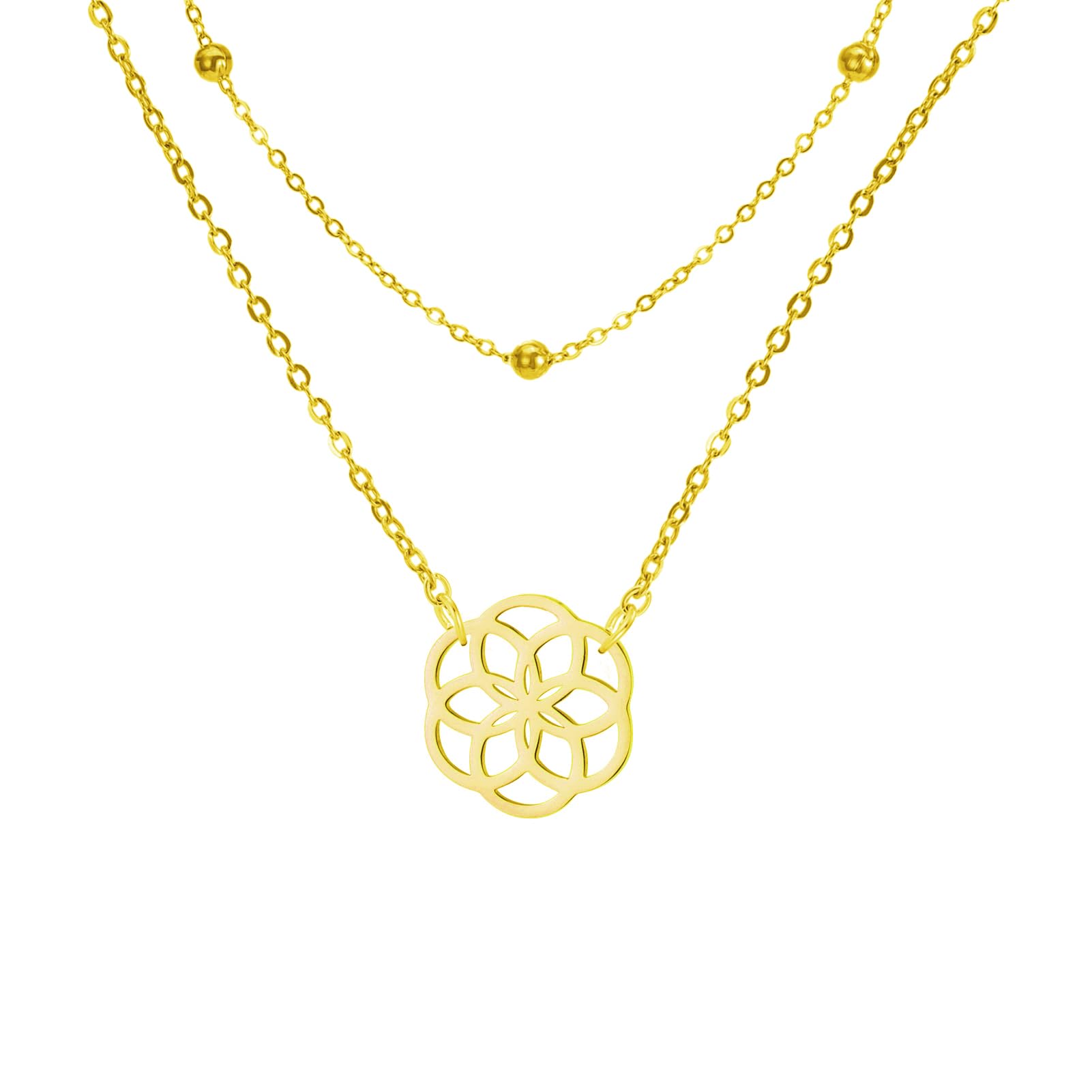 LIKGREAT Blume des Lebens Halskette Seeds of Life Anhänger Halskette Heilige Geometrie Symbol Halskette Spirituelle Heilung Amulett Schmuck