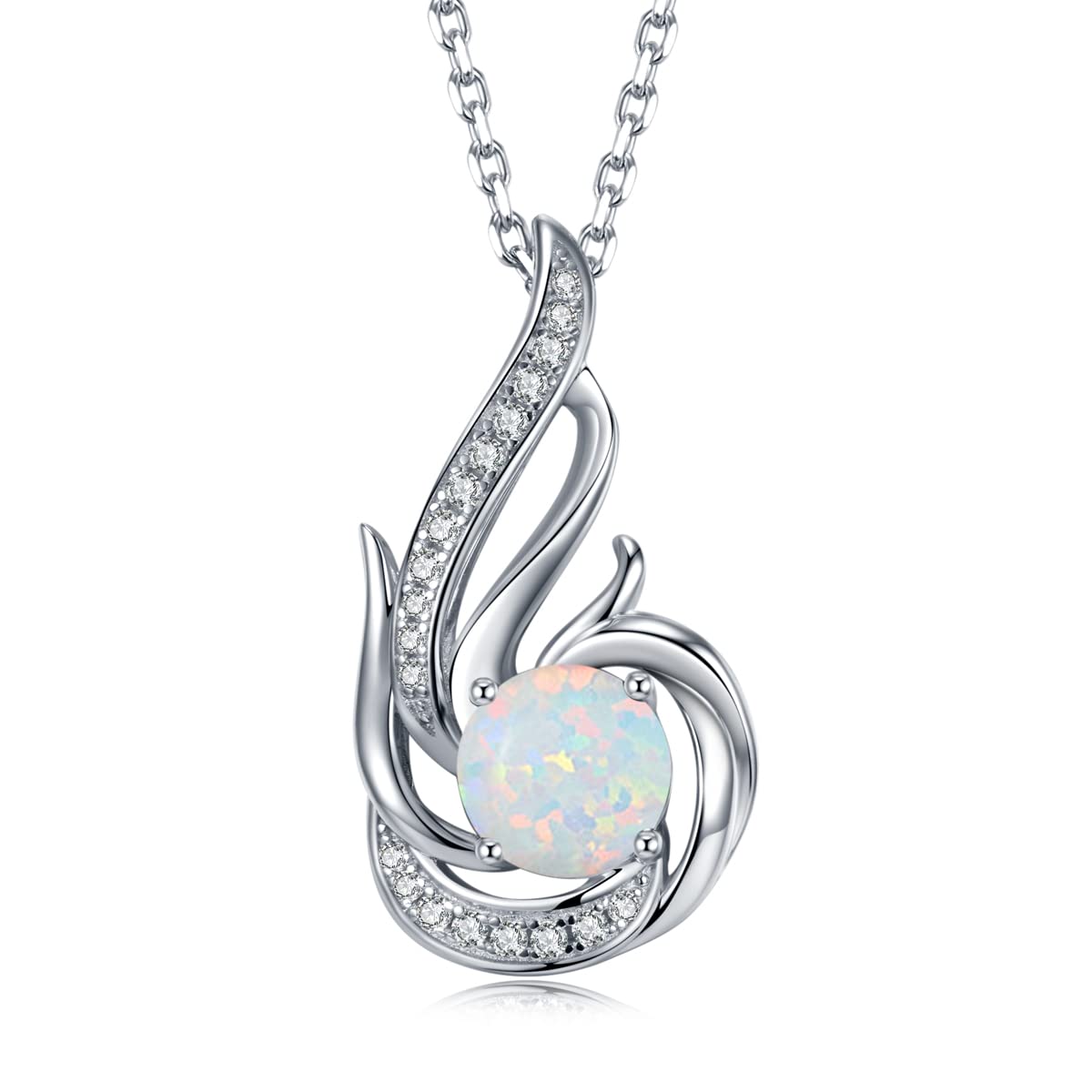 Sterling Silber Geburtsstein Halskette für Frauen erstellt oder echte Edelstein Phoenix Halsketten Geburtstag Jubiläum Schmuck Geschenke für Frauen Mädchen Mama, justierbare Kette
