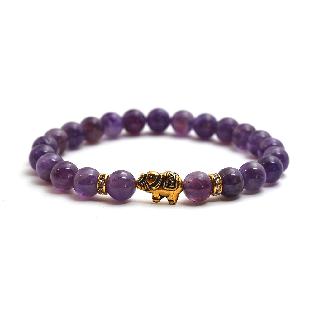 Elefant Armband - Naturstein geprüft in Deutschland, mit echten Naturstein Perlen und Kristall Highlights - Naturstein Armband mit Echtheitszertifikat für Damen und Herren